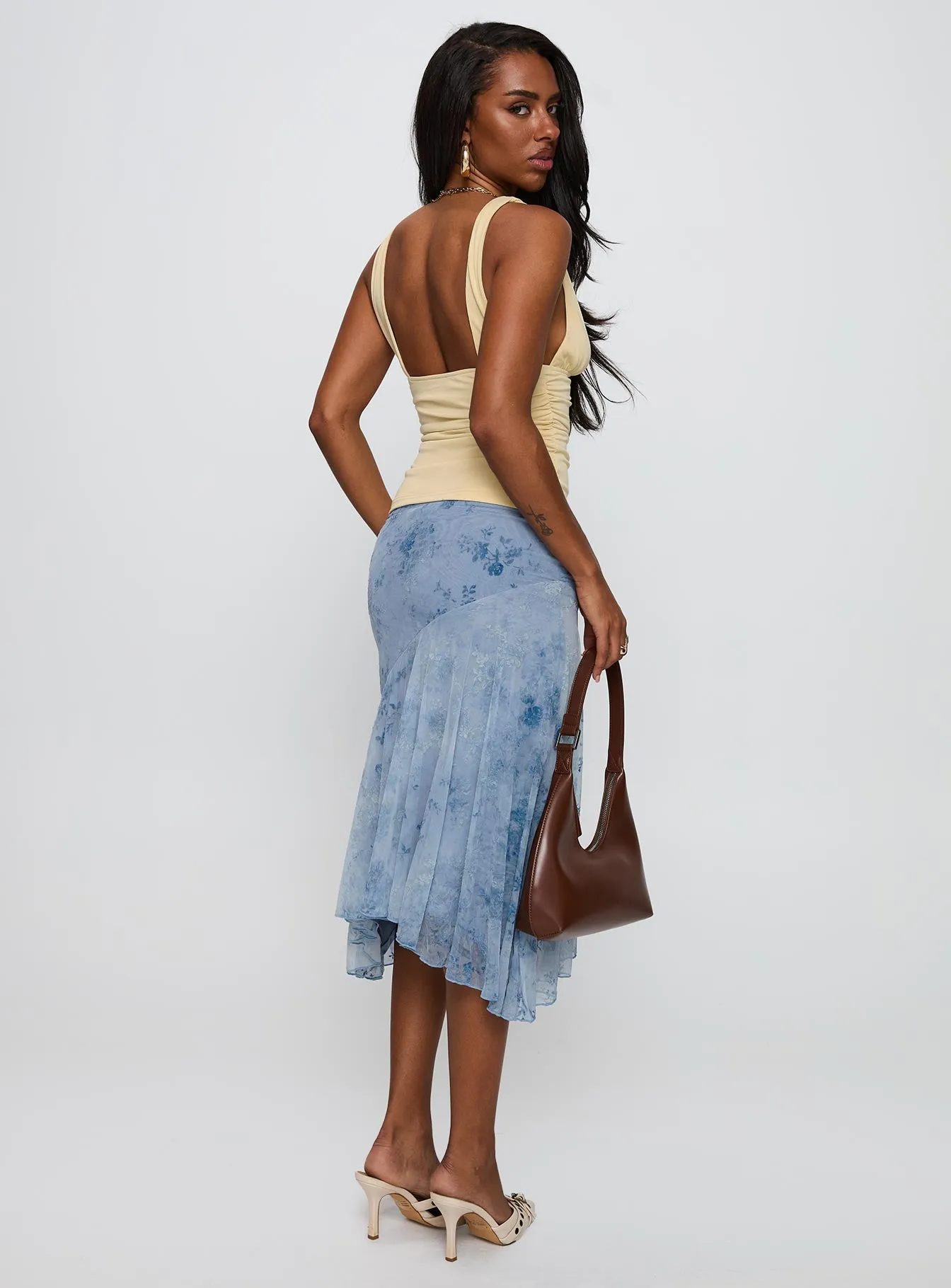 Summer Rain Asymmetrical Midi Skirt Blue sold by Princess Polly product image thumbnail 5