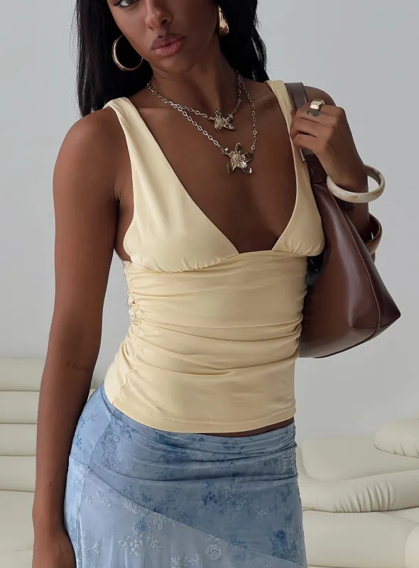 Sublime Ruched Top Yellow sold by Princess Polly
