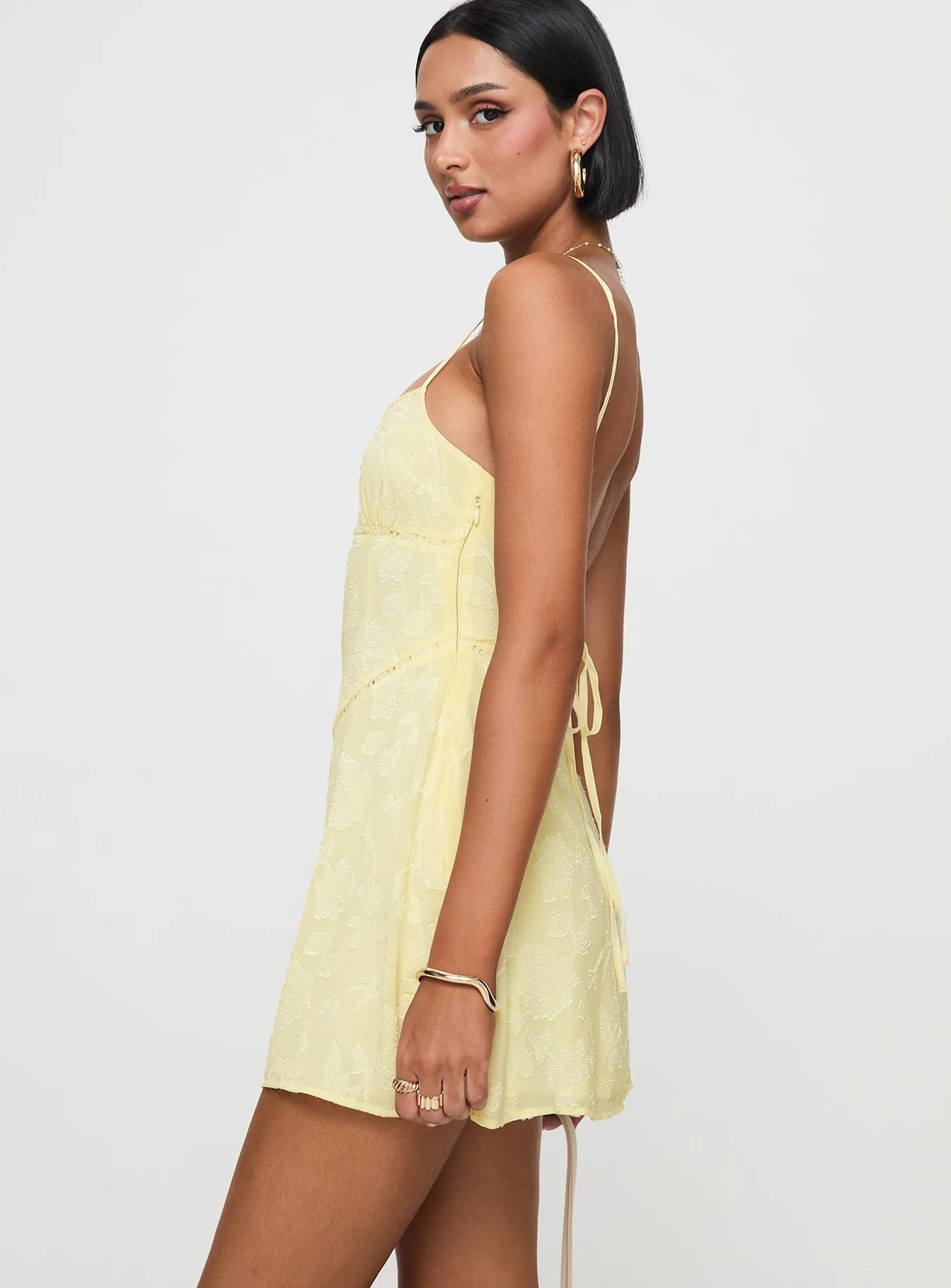 South Of France Mini Dress Yellow Petite sold by Princess Polly product image thumbnail 4