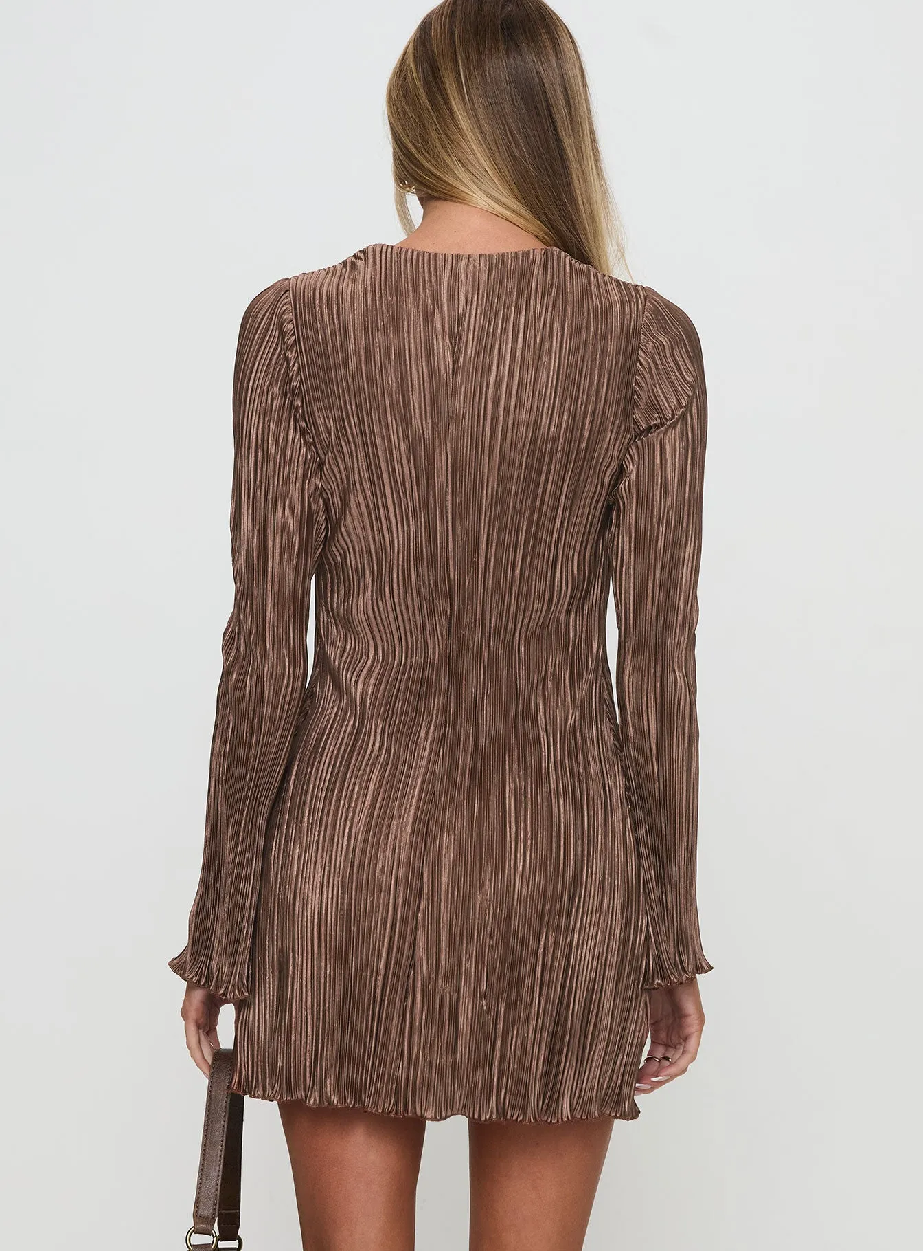 Malop Long Sleeve Mini Dress Chocolate Petite sold by Princess Polly product image thumbnail 5