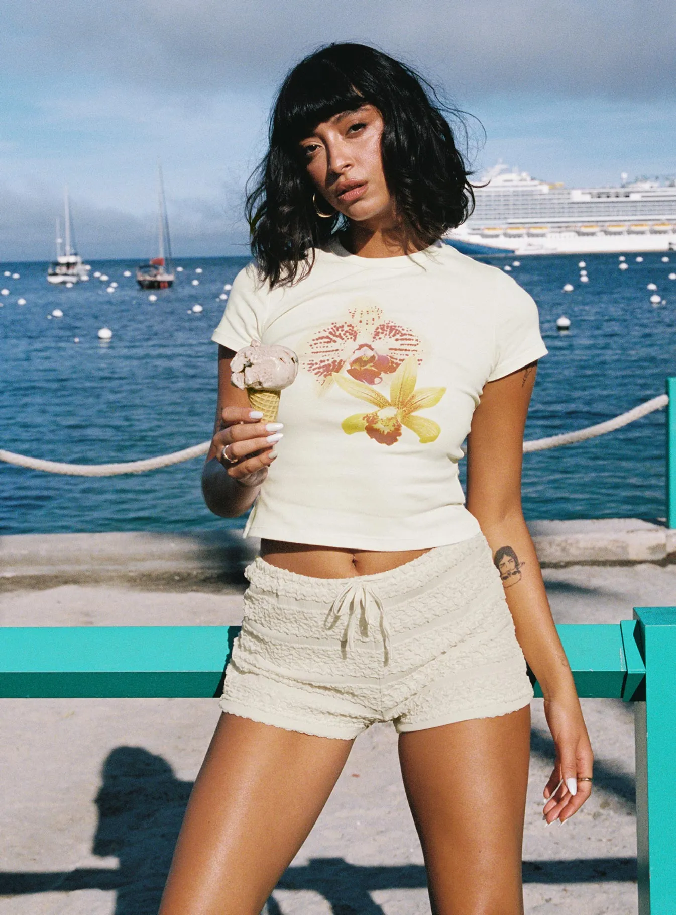 Pinup Broderie Micro Shorts Cream sold by Princess Polly