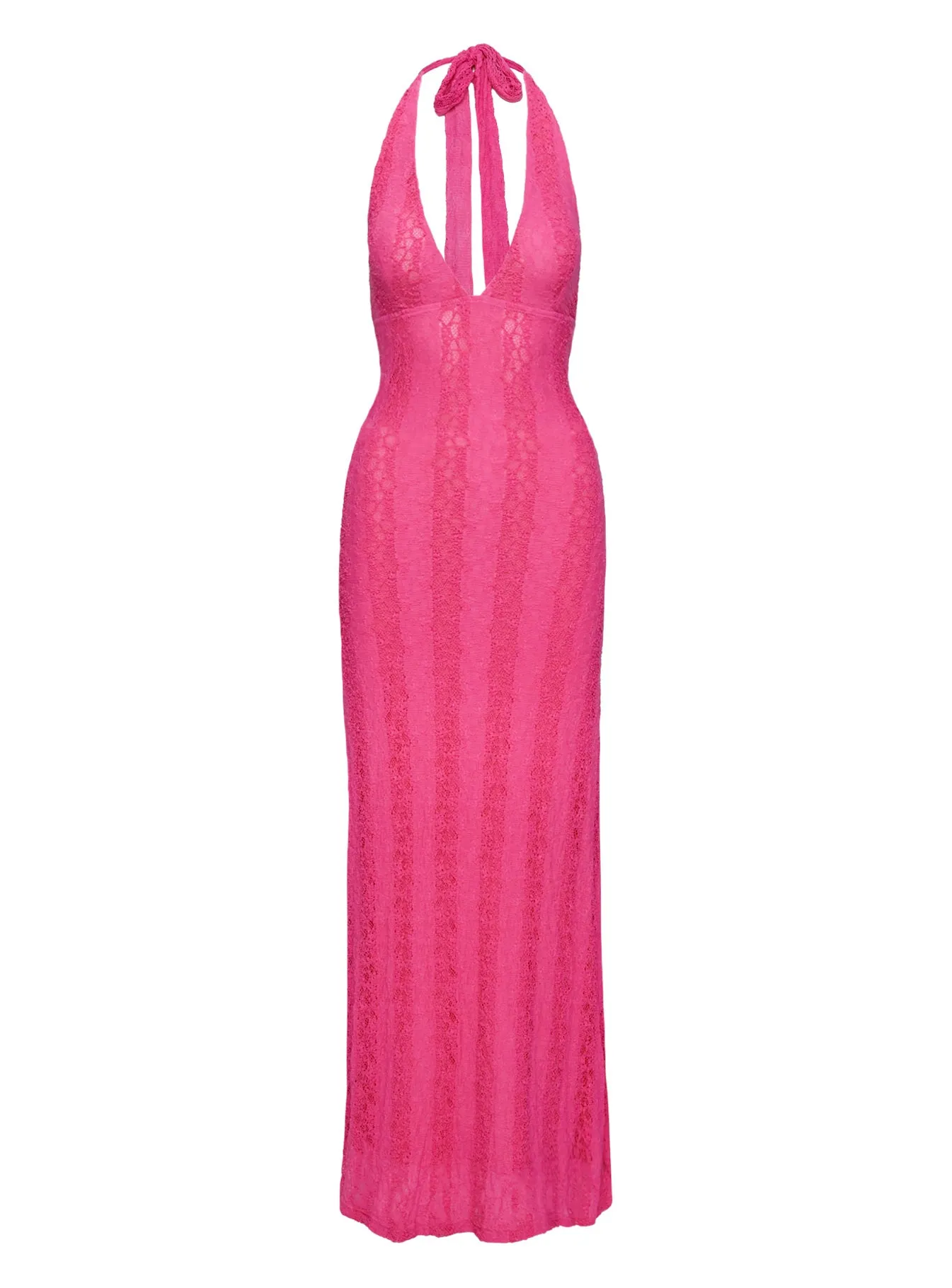 Zoi Lace Halter Maxi Dress Hot Pink sold by Princess Polly product image thumbnail 5