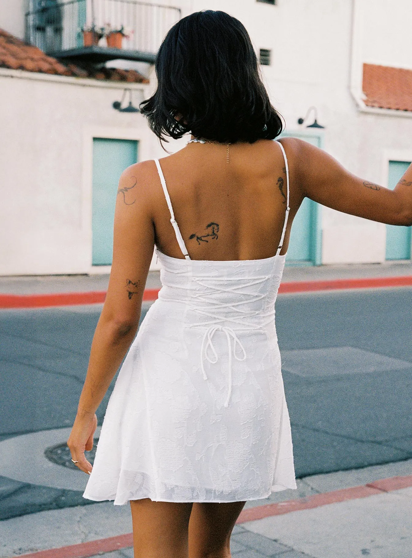 Wispie Lace Up Mini Dress White sold by Princess Polly product image thumbnail 4