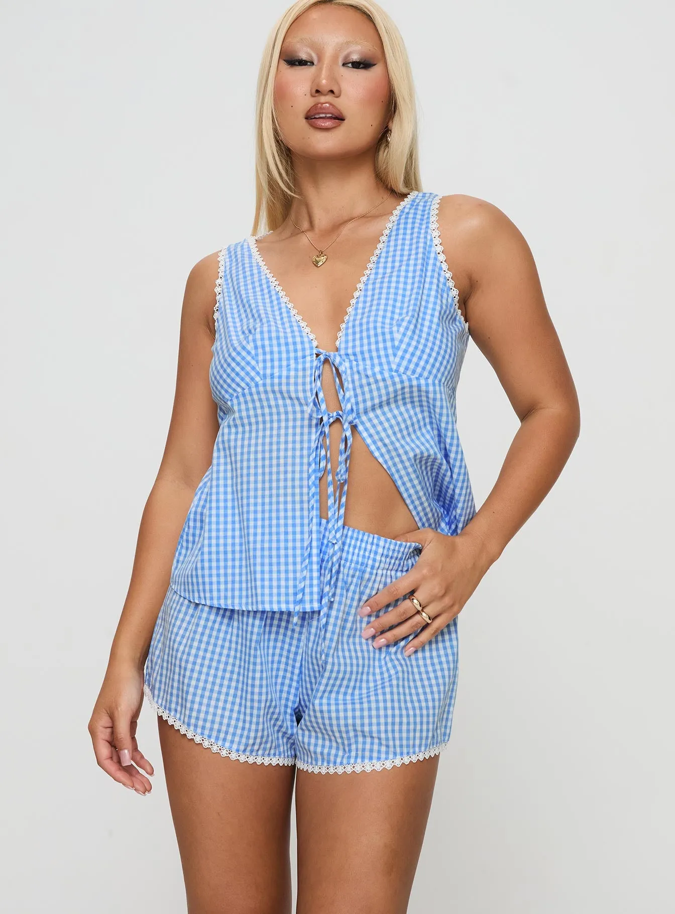 Jaycob Tie Front Set Blue Gingham sold by Princess Polly product image thumbnail 2
