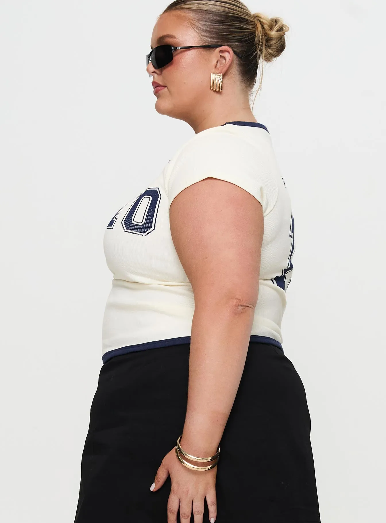 Track Record Graphic Top Cream Curve sold by Princess Polly product image thumbnail 4