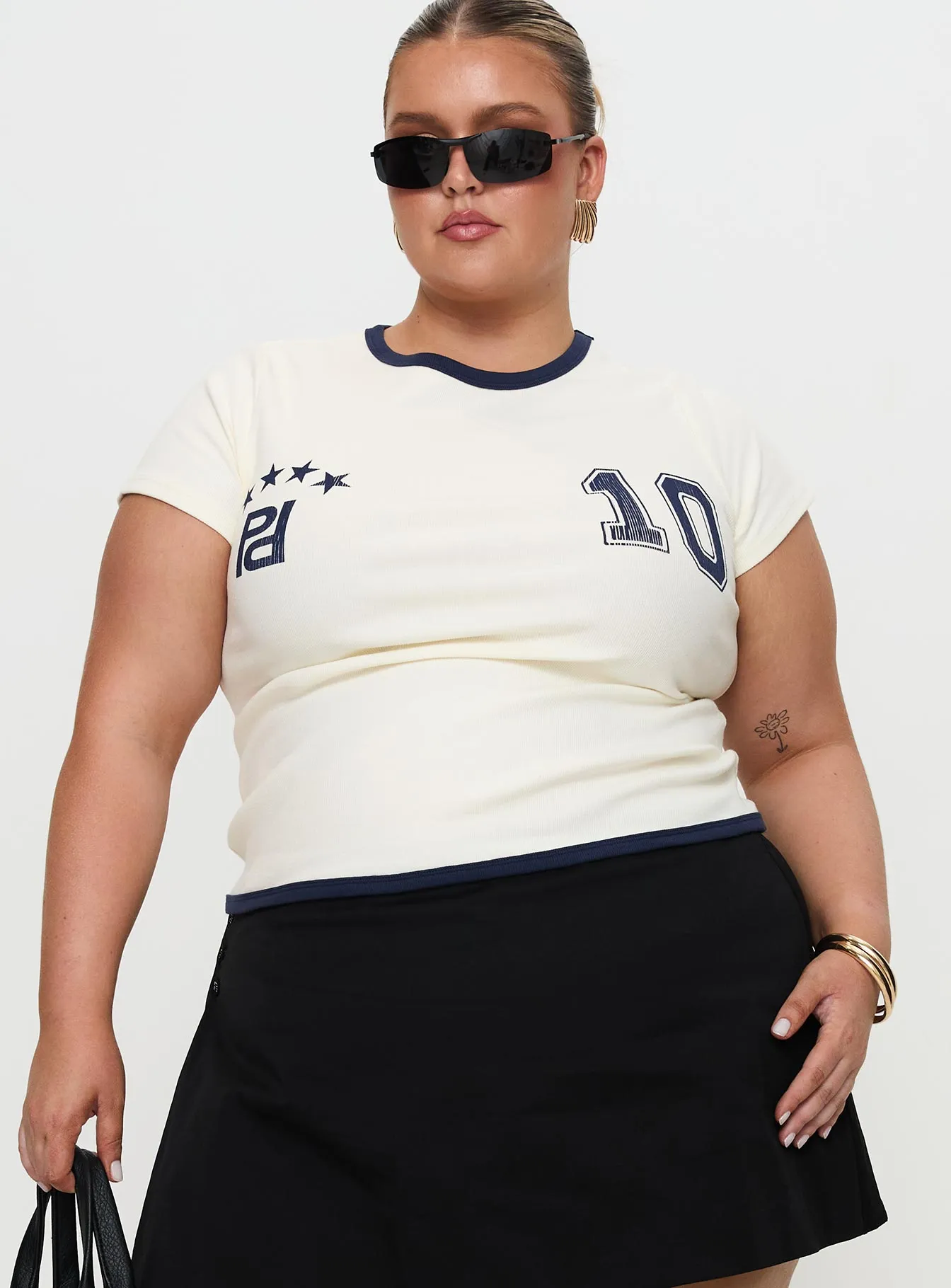 Track Record Graphic Top Cream Curve sold by Princess Polly product image thumbnail 2