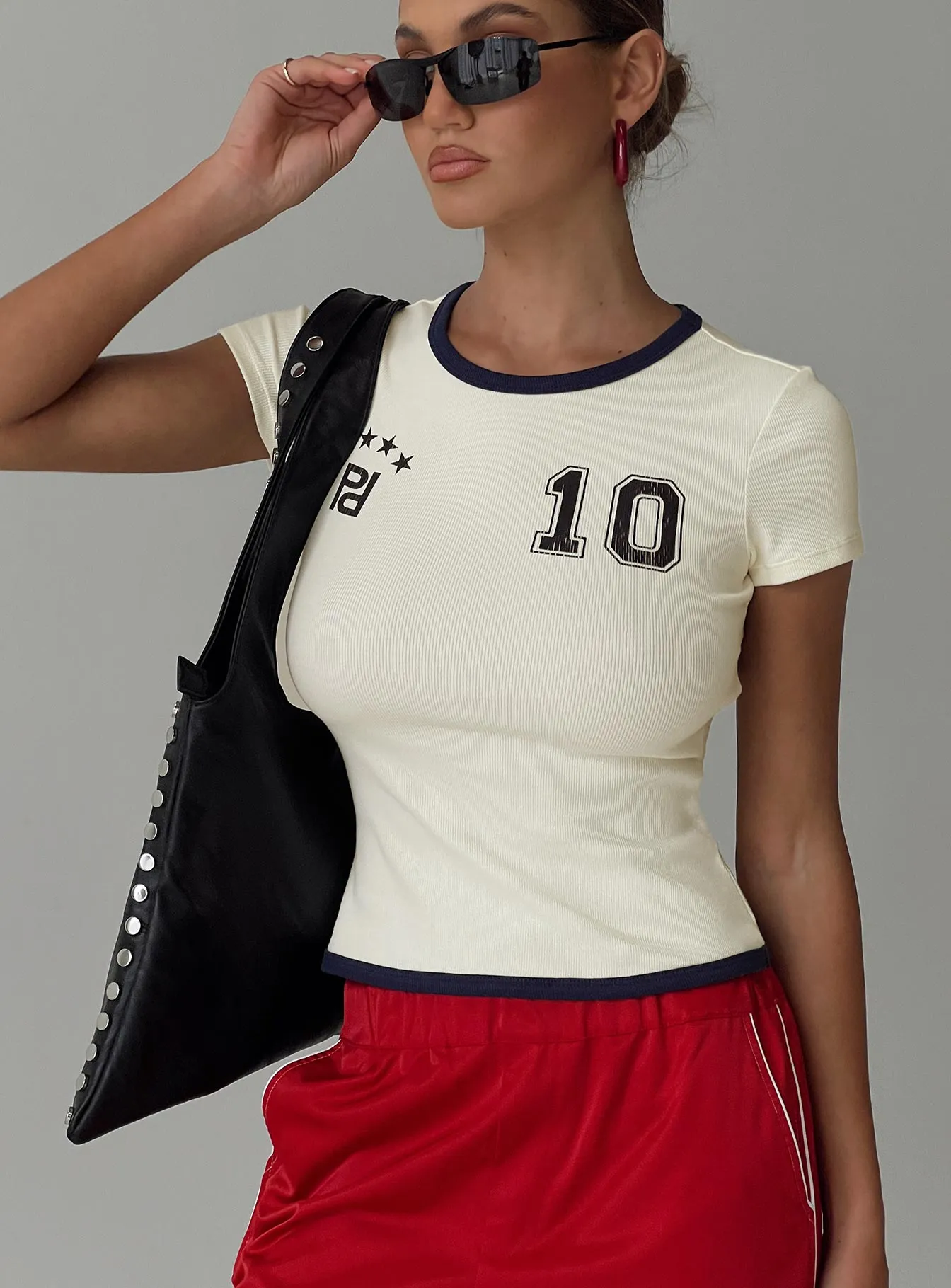 Track Record Graphic Top Cream sold by Princess Polly