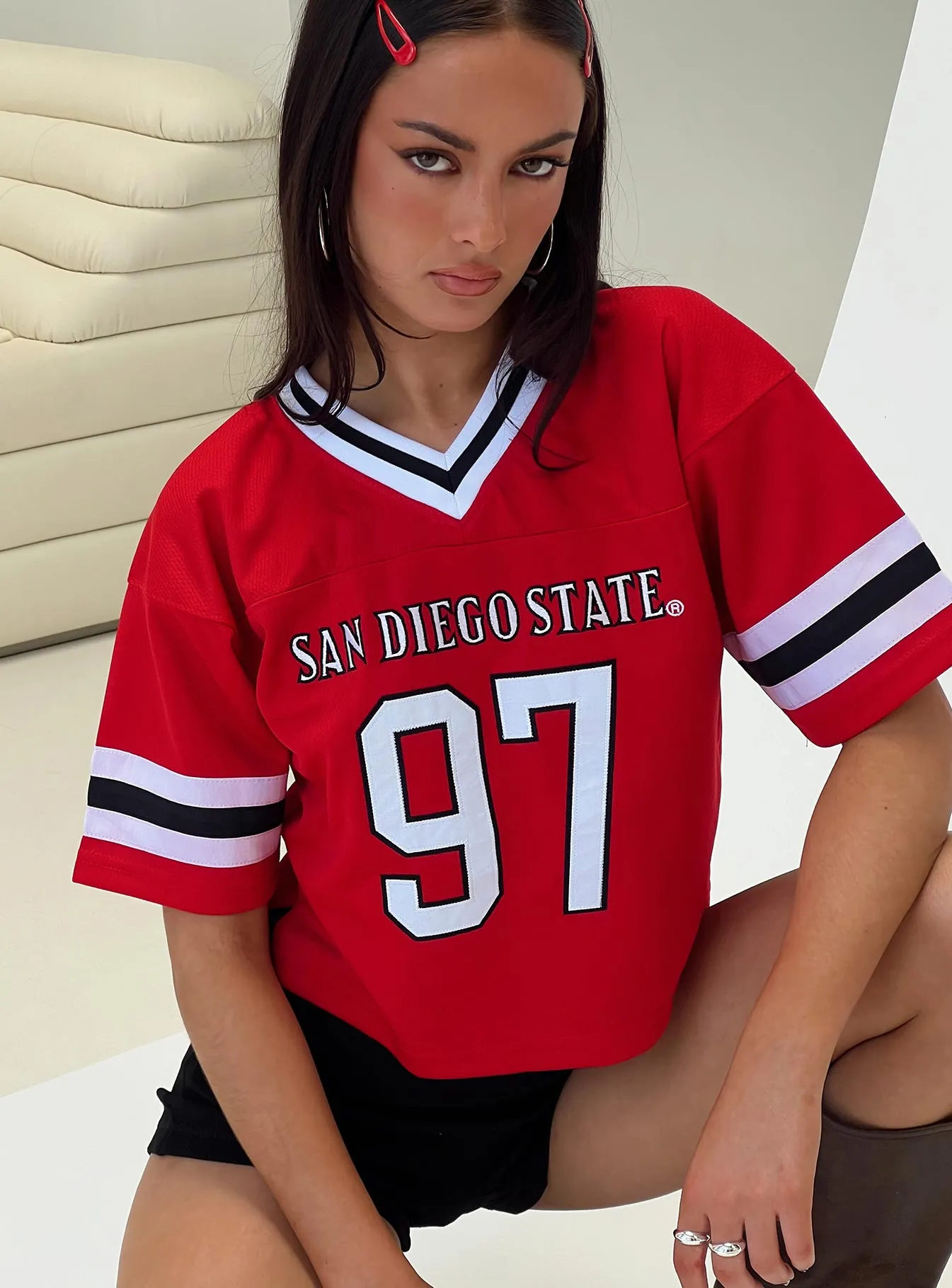 SDSU Football Jersey Red sold by Princess Polly