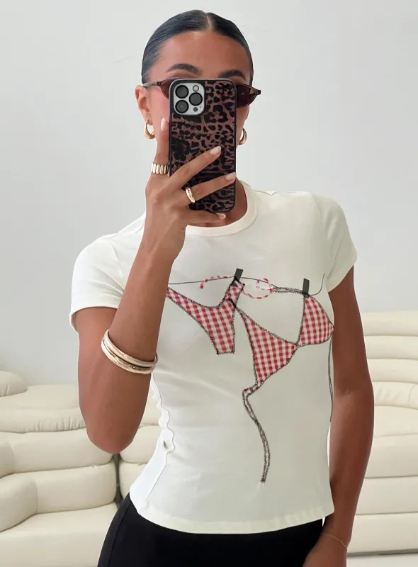 By The Seaside Graphic Top Cream sold by Princess Polly