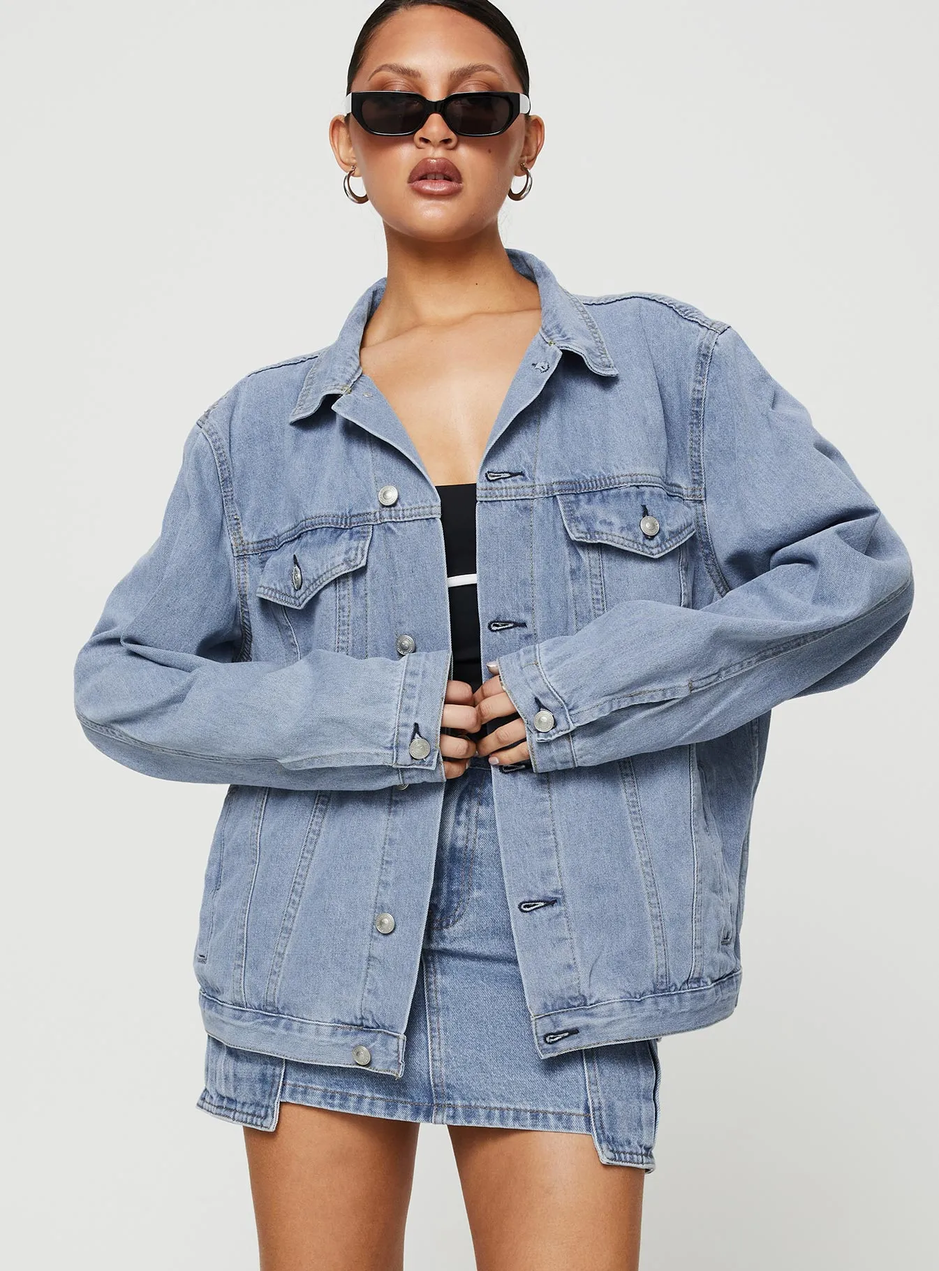 Western Denim Jacket Pale Blue sold by Princess Polly