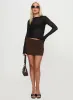 Karley Low Waist Mini Skirt Chocolate Petite sold by Princess Polly