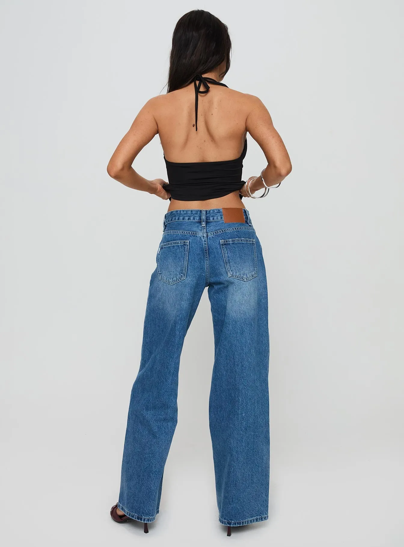 Serenitia Mid Rise Relaxed Jeans Mid Blue Wash Petite sold by Princess Polly product image thumbnail 5