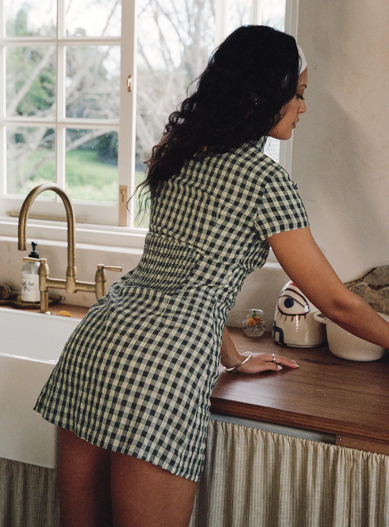 Motley Mini Dress Brown Check Petite sold by Princess Polly product image thumbnail 4