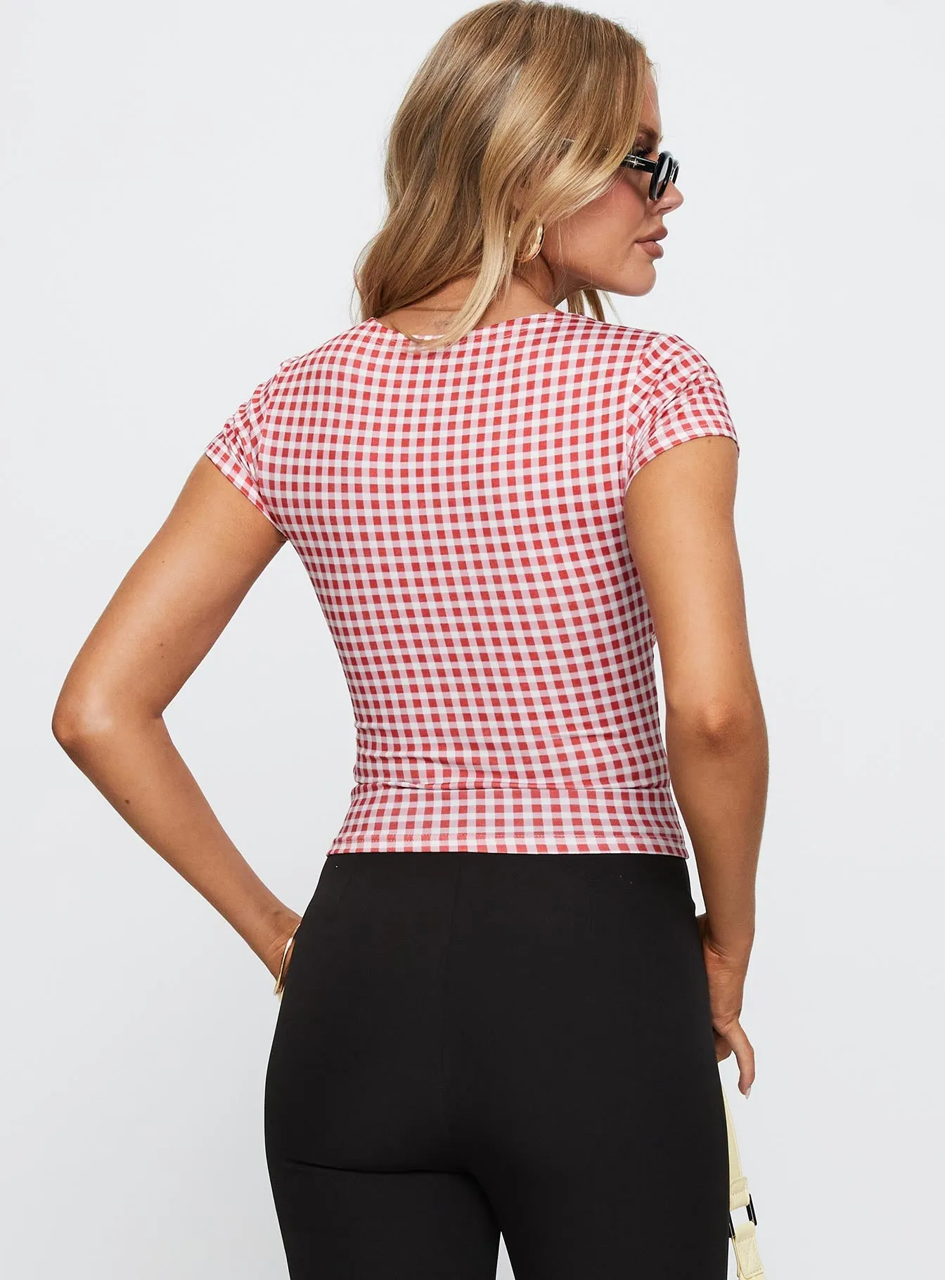 Marcello Graphic Top Red Check sold by Princess Polly product image thumbnail 5