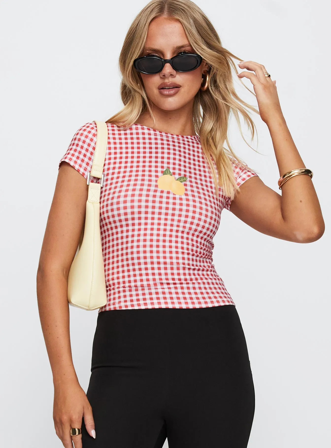 Marcello Graphic Top Red Check sold by Princess Polly product image thumbnail 2