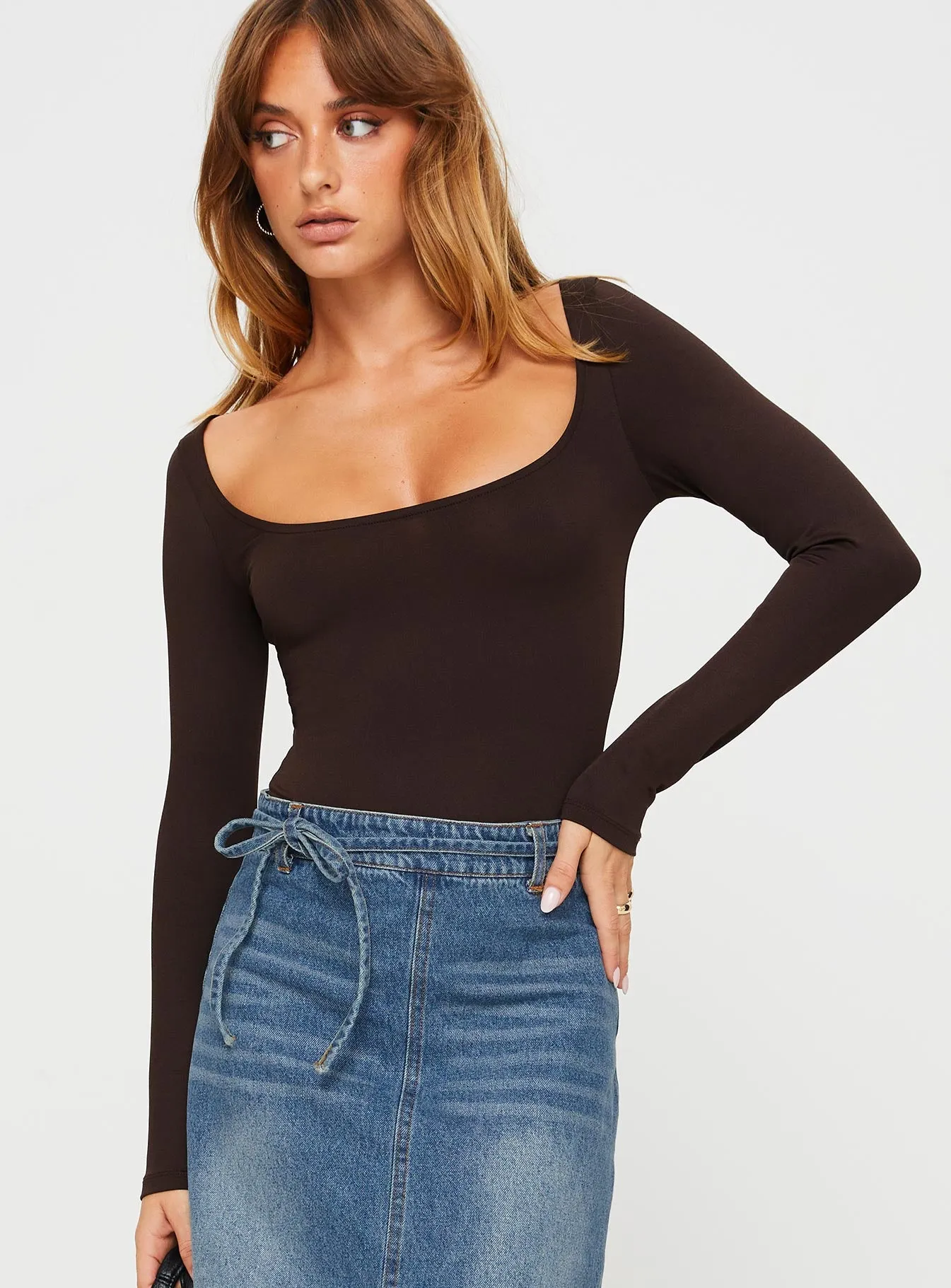 Ellery Bodysuit Brown Tall sold by Princess Polly product image thumbnail 2