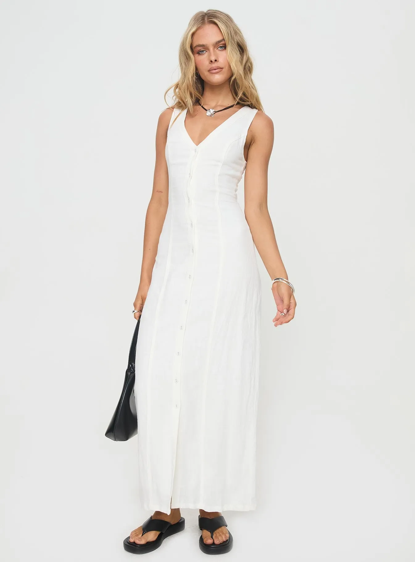 Summer Season Linen Blend Maxi Dress White Petite sold by Princess Polly product image thumbnail 3