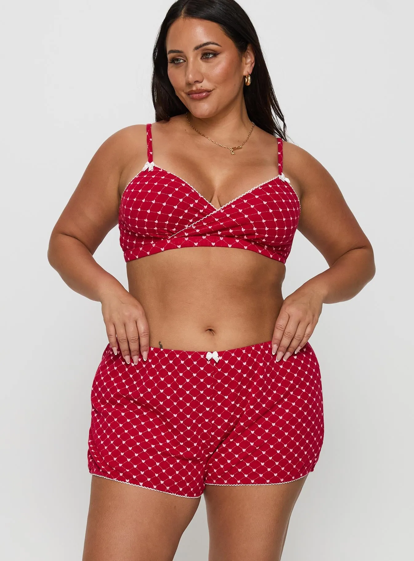 Slow Start Pointelle Sleep Short Red Curve sold by Princess Polly product image thumbnail 2