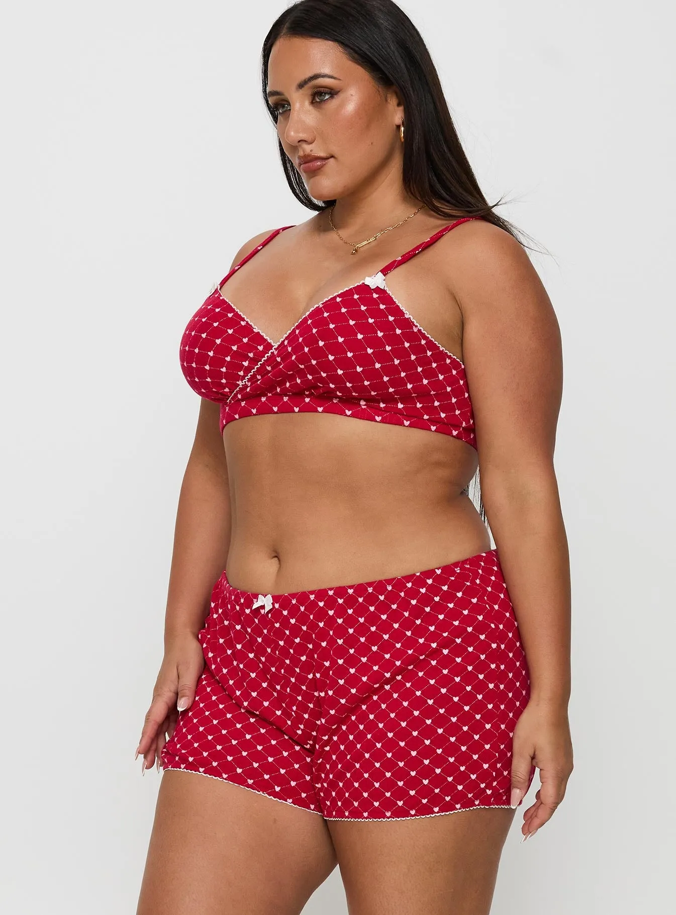 Slow Start Pointelle Sleep Short Red Curve sold by Princess Polly product image thumbnail 4