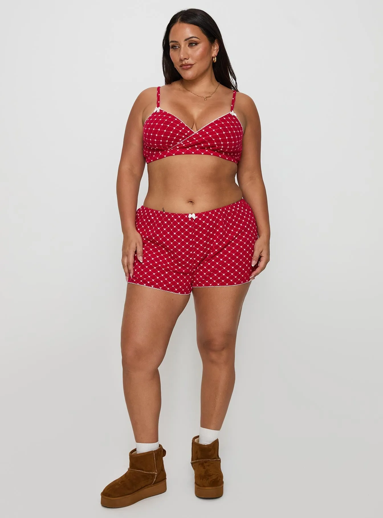 Slow Start Pointelle Sleep Short Red Curve sold by Princess Polly product image thumbnail 3