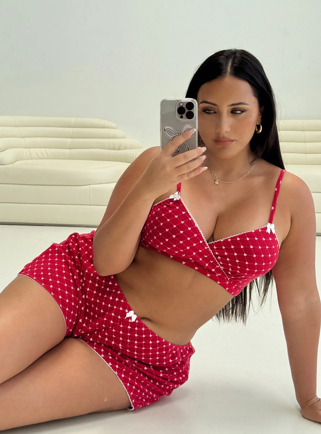 Slow Start Pointelle Sleep Short Red Curve sold by Princess Polly