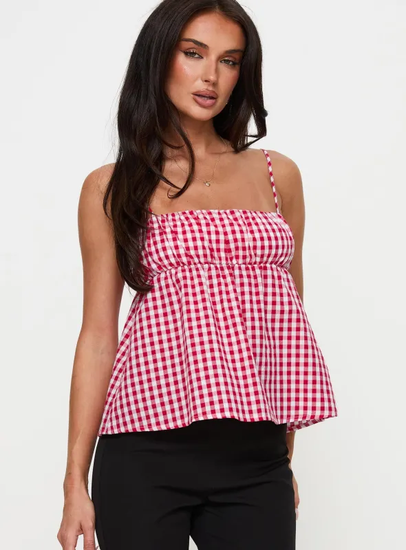 Mirabellah Frill Top Red Gingham sold by Princess Polly