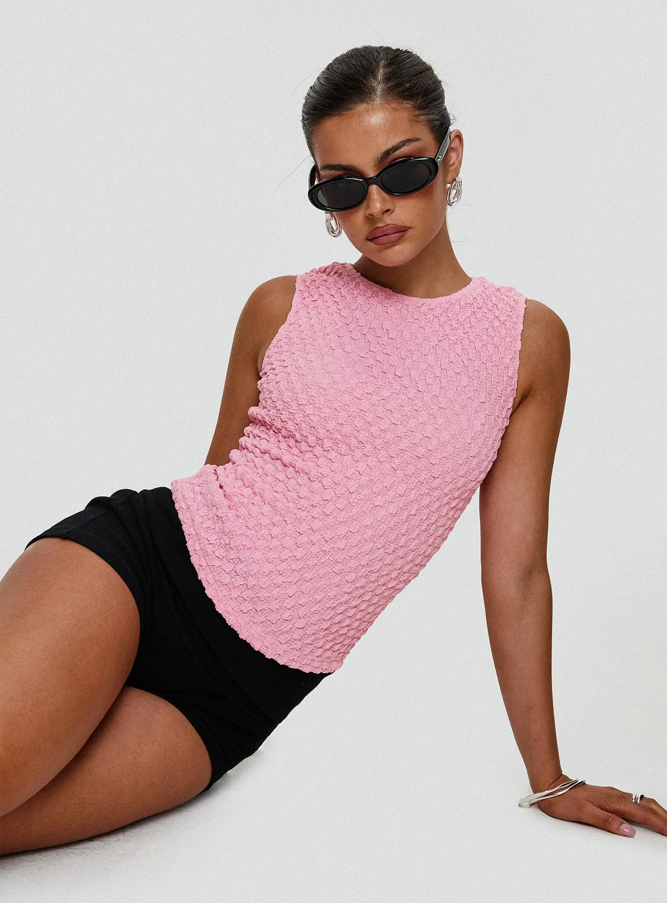 Goodnight And Go Textured Top Pink sold by Princess Polly