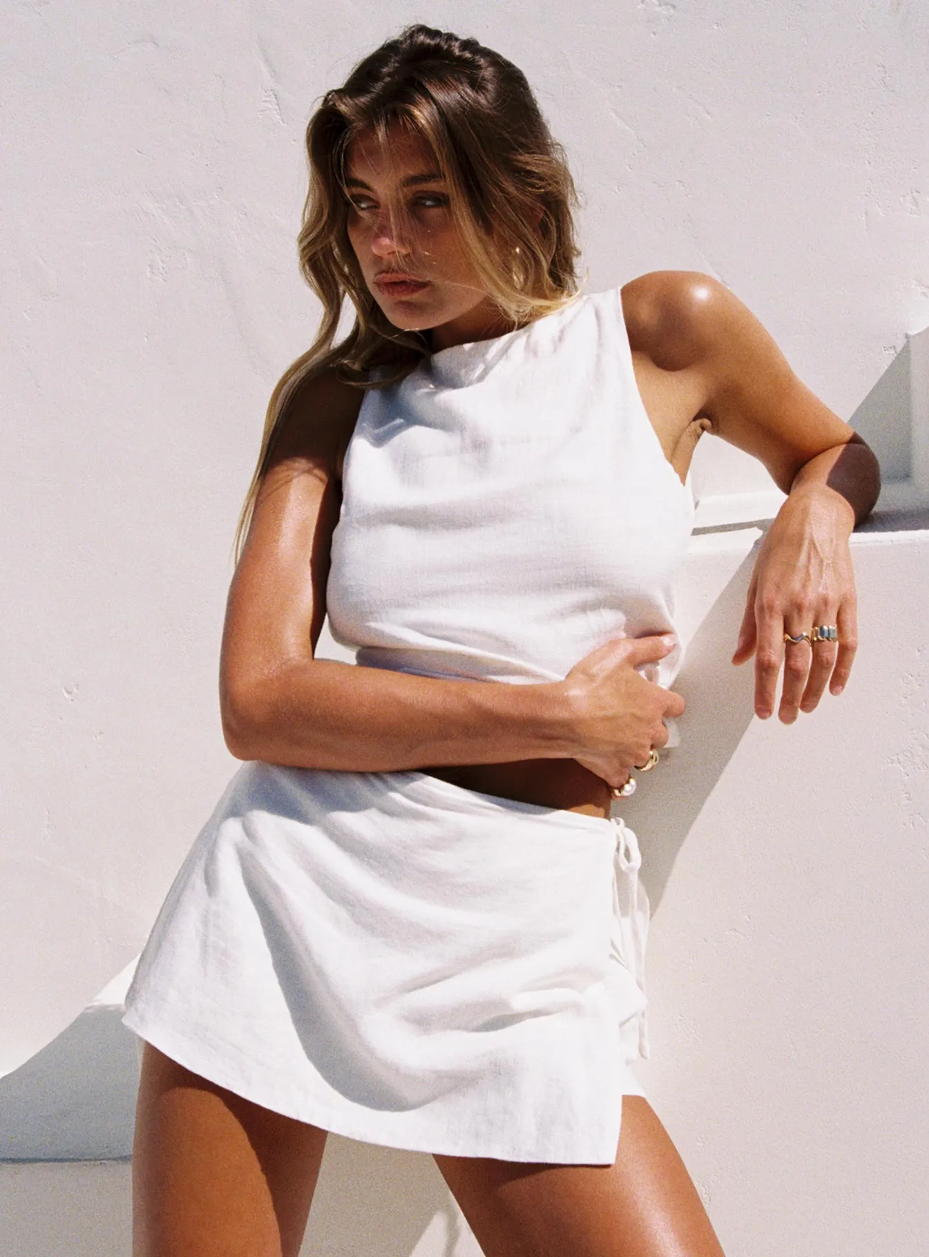 Gulliver Tie Side Mini Skort White Petite sold by Princess Polly product image thumbnail 3
