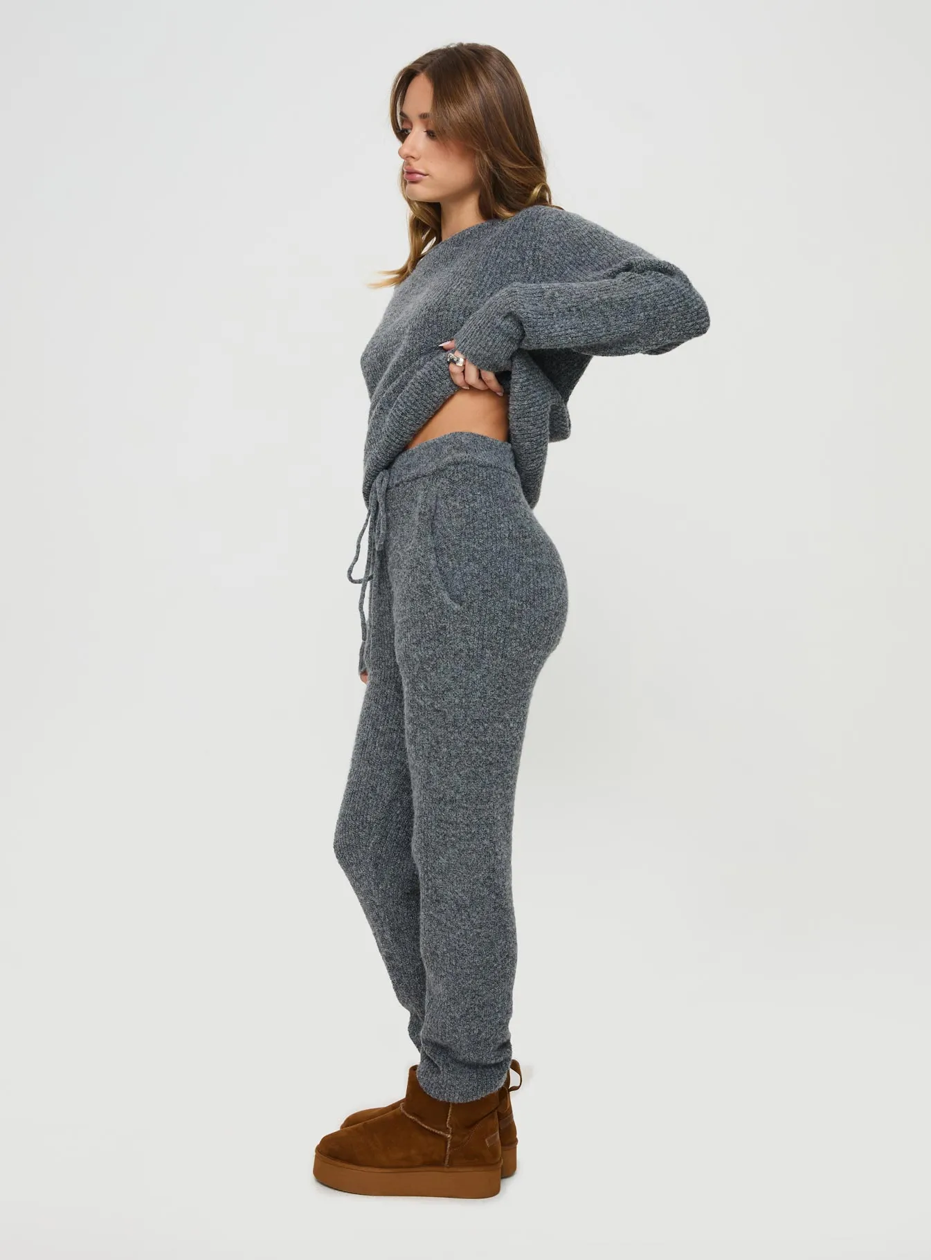 Abrams Rib Knit Pants Charcoal Marle sold by Princess Polly product image thumbnail 4