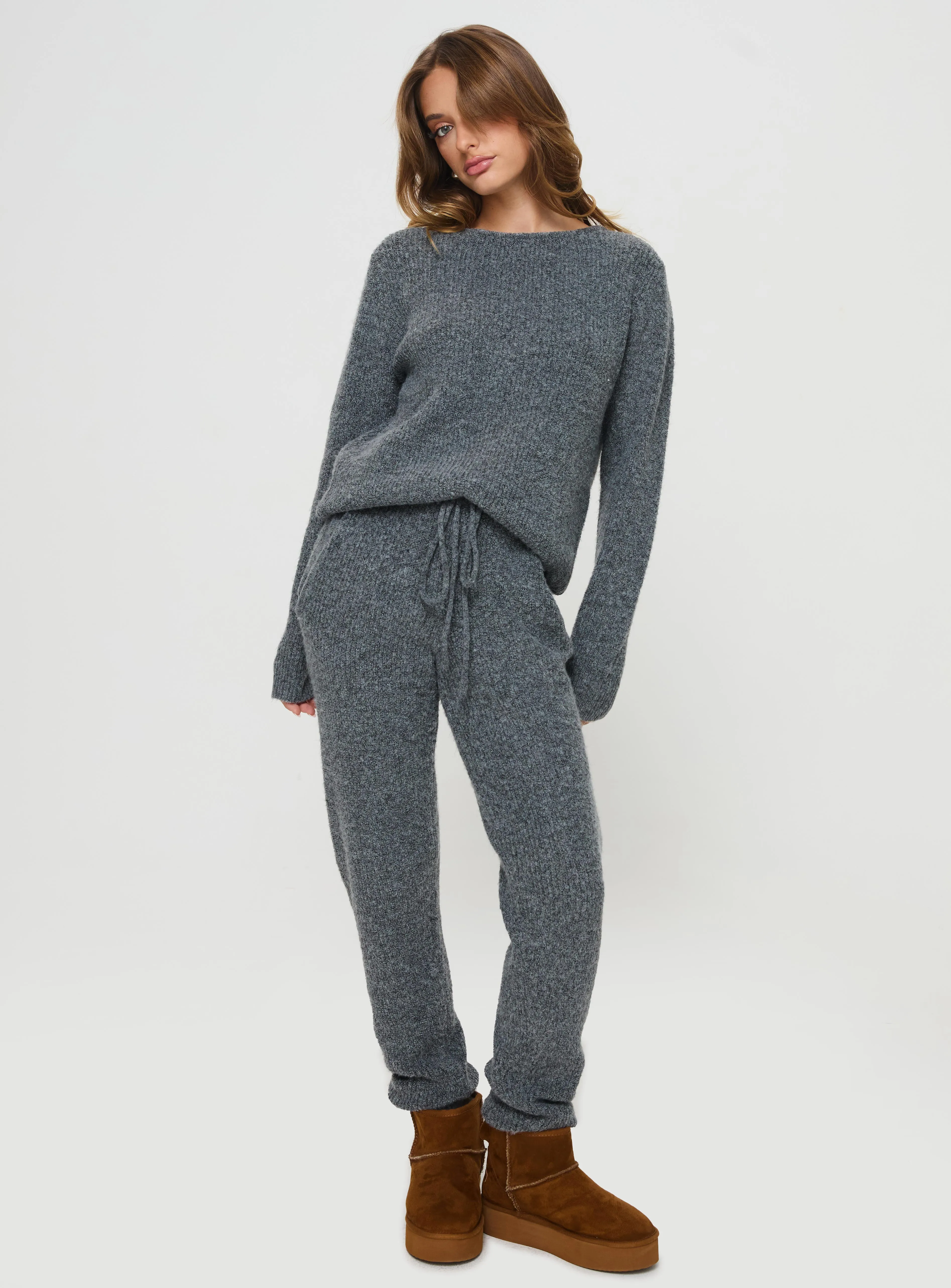 Abrams Rib Knit Pants Charcoal Marle sold by Princess Polly product image thumbnail 3