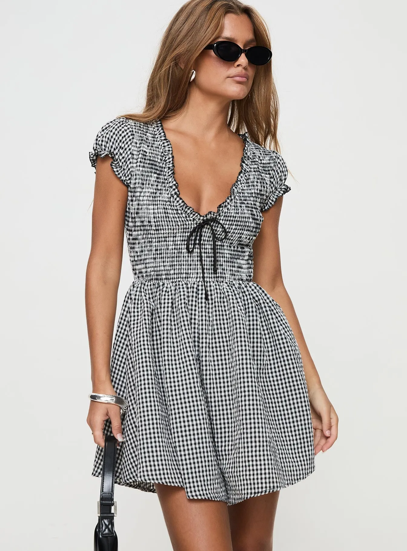 Wescott Gingham Playsuit Black / White Petite sold by Princess Polly product image thumbnail 2