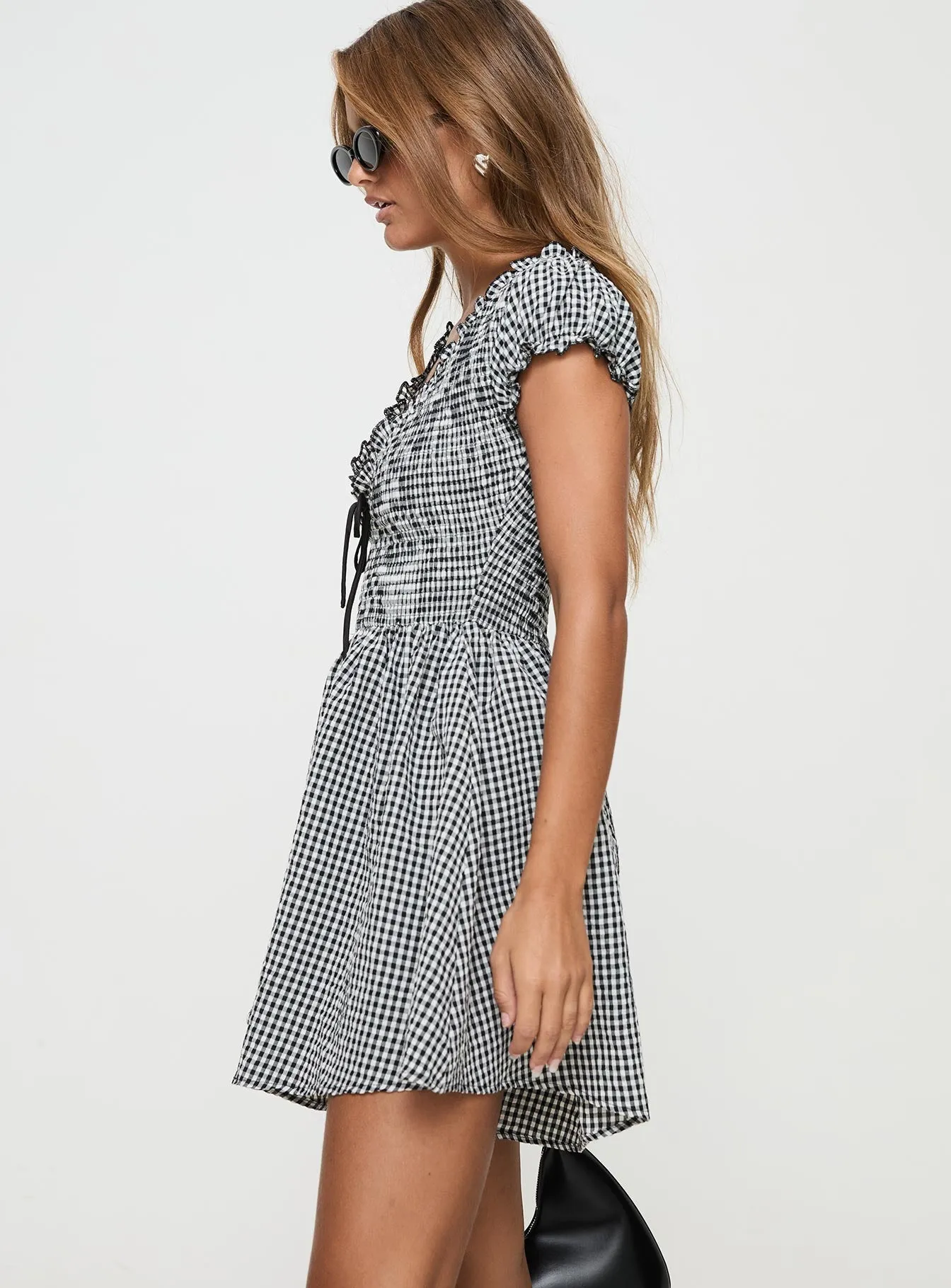 Wescott Gingham Playsuit Black / White Petite sold by Princess Polly product image thumbnail 4