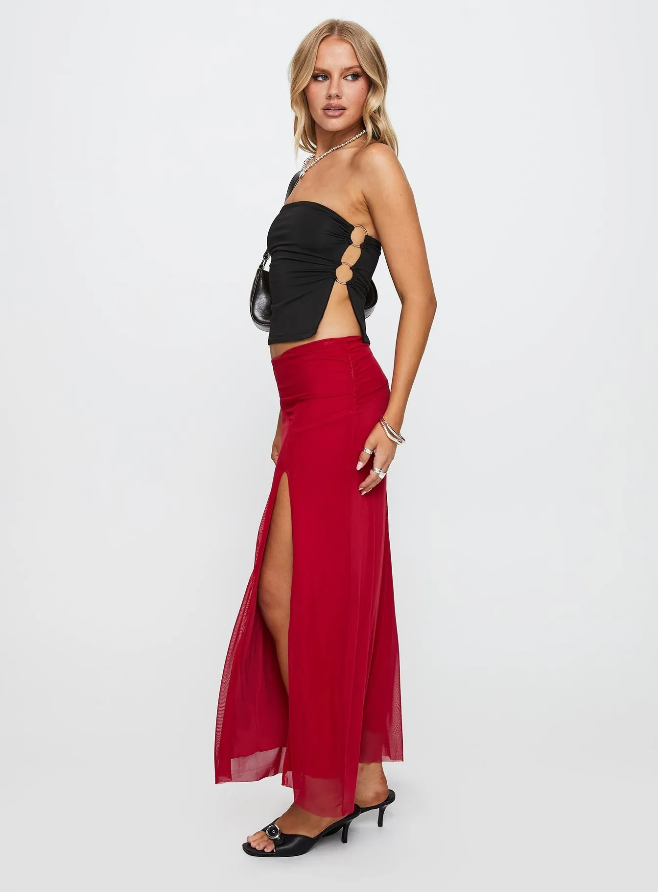 Quancita Mesh Maxi Skirt Red sold by Princess Polly product image thumbnail 3