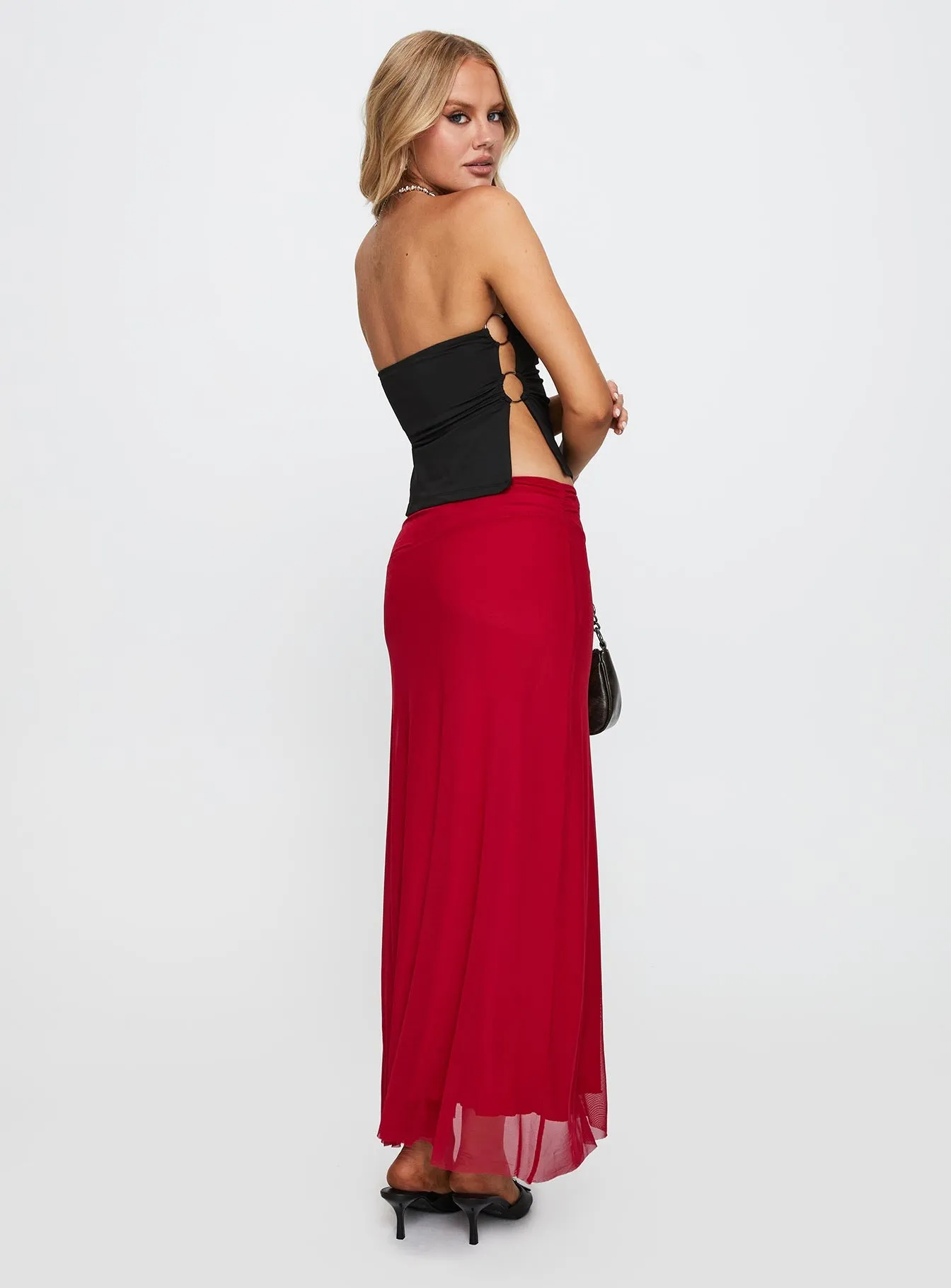 Quancita Mesh Maxi Skirt Red sold by Princess Polly product image thumbnail 4