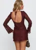 Jadee Long Sleeve Mini Dress Burgundy Floral sold by Princess Polly