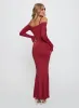 Lucillea Long Sleeve Maxi Dress Red sold by Princess Polly