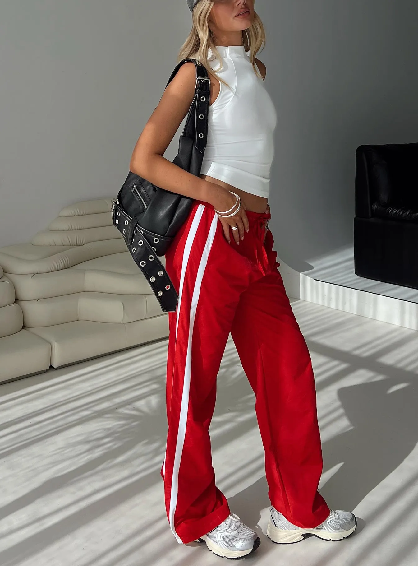 Keli Track Pants Red / White sold by Princess Polly