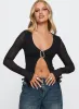 Moderna Long Sleeve Lace Top Black sold by Princess Polly