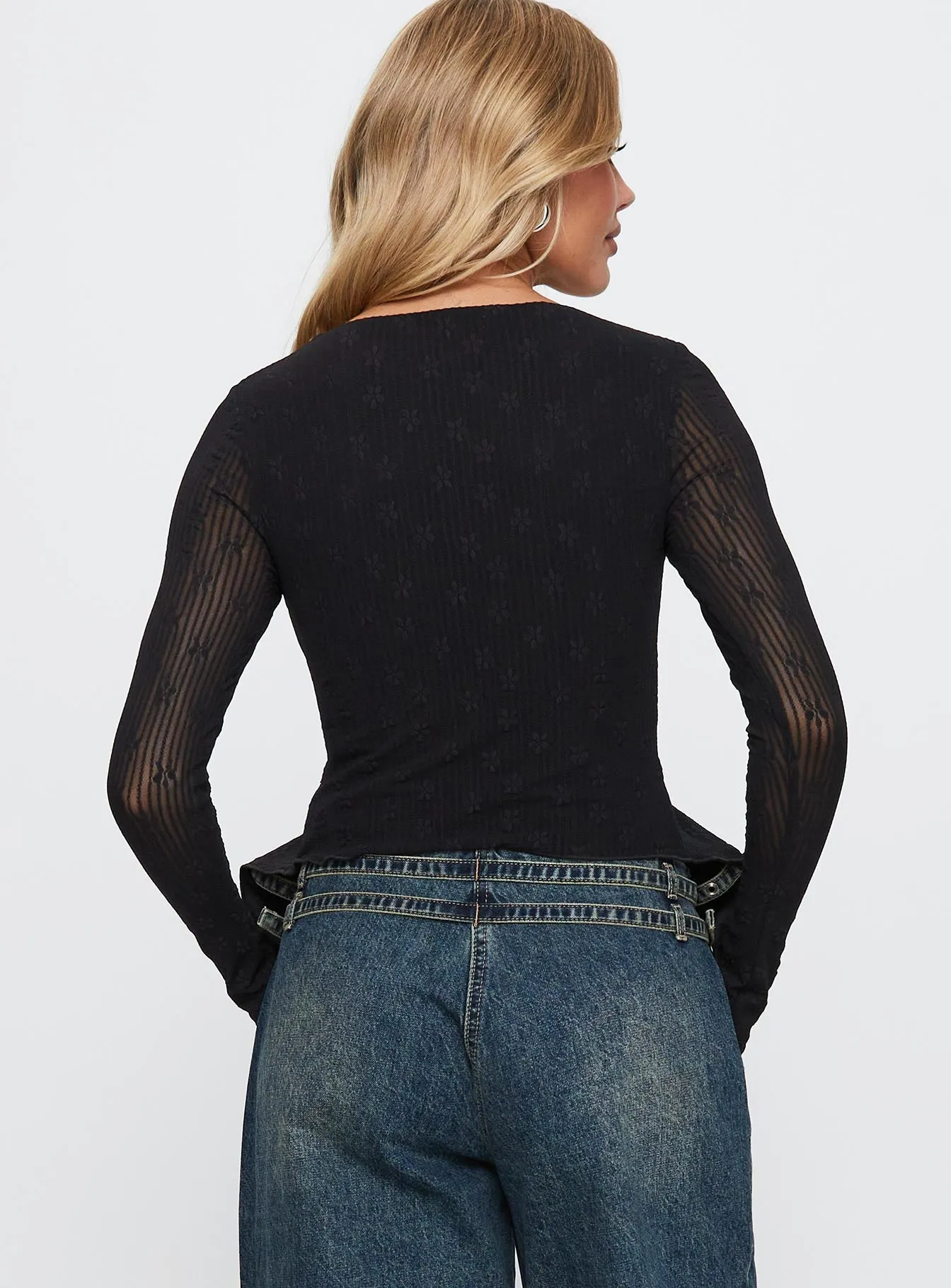 Moderna Long Sleeve Lace Top Black sold by Princess Polly product image thumbnail 5