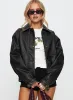Jaxton Faux Leather Jacket Black sold by Princess Polly