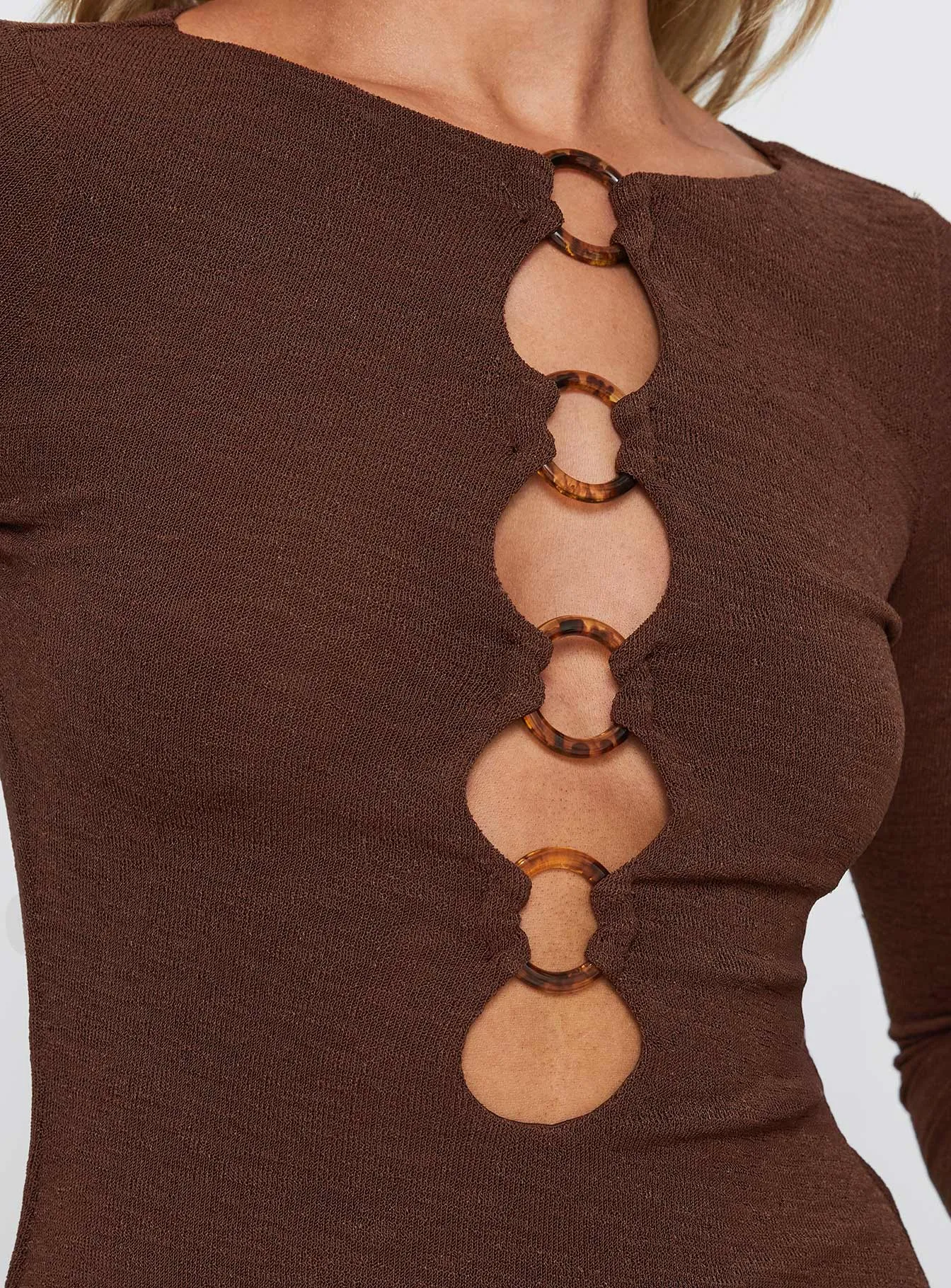 Dejonge Long Sleeve Ring Mini Dress Brown sold by Princess Polly product image thumbnail 5