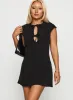 Adeleine Bow Mini Dress Black sold by Princess Polly