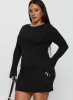 Mayok Long Sleeve Mini Dress Black Curve sold by Princess Polly