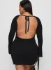 Mayok Long Sleeve Mini Dress Black Curve sold by Princess Polly
