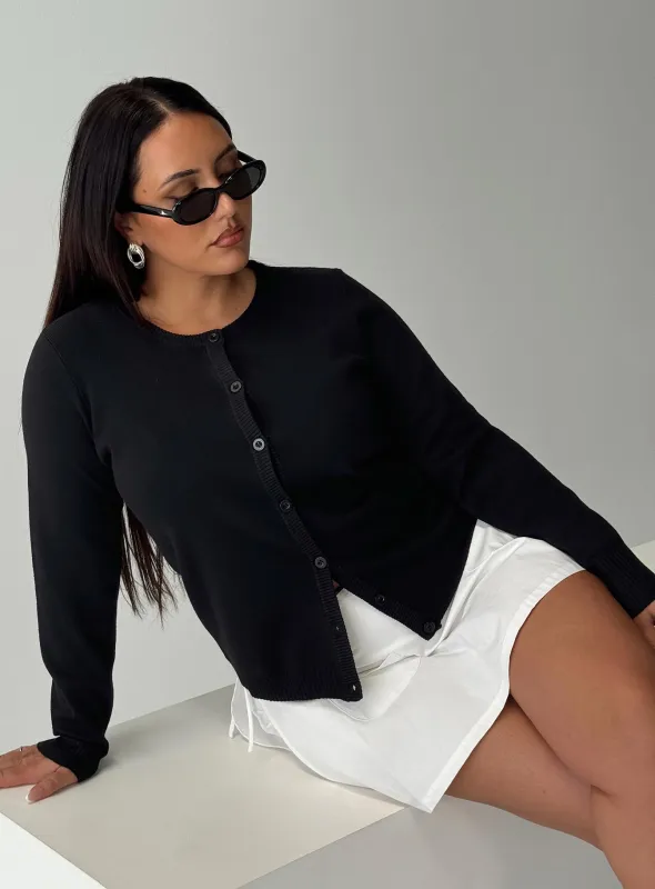 Lauraine Cardigan Black Curve sold by Princess Polly
