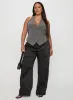 First Place Low Rise Satin Pant Black Curve sold by Princess Polly