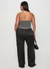 First Place Low Rise Satin Pant Black Curve sold by Princess Polly