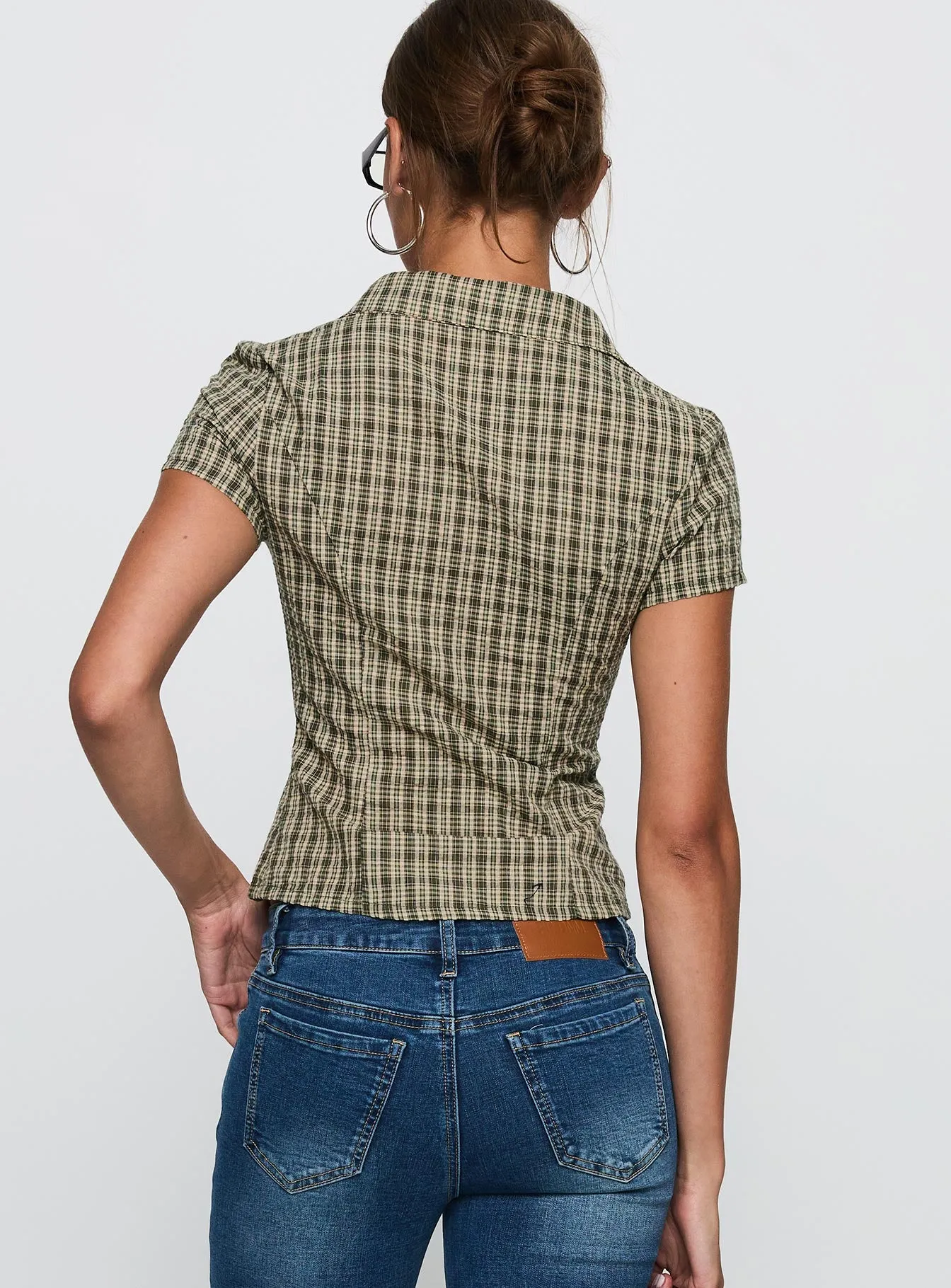 Alma Mater Top Green Check sold by Princess Polly product image thumbnail 5