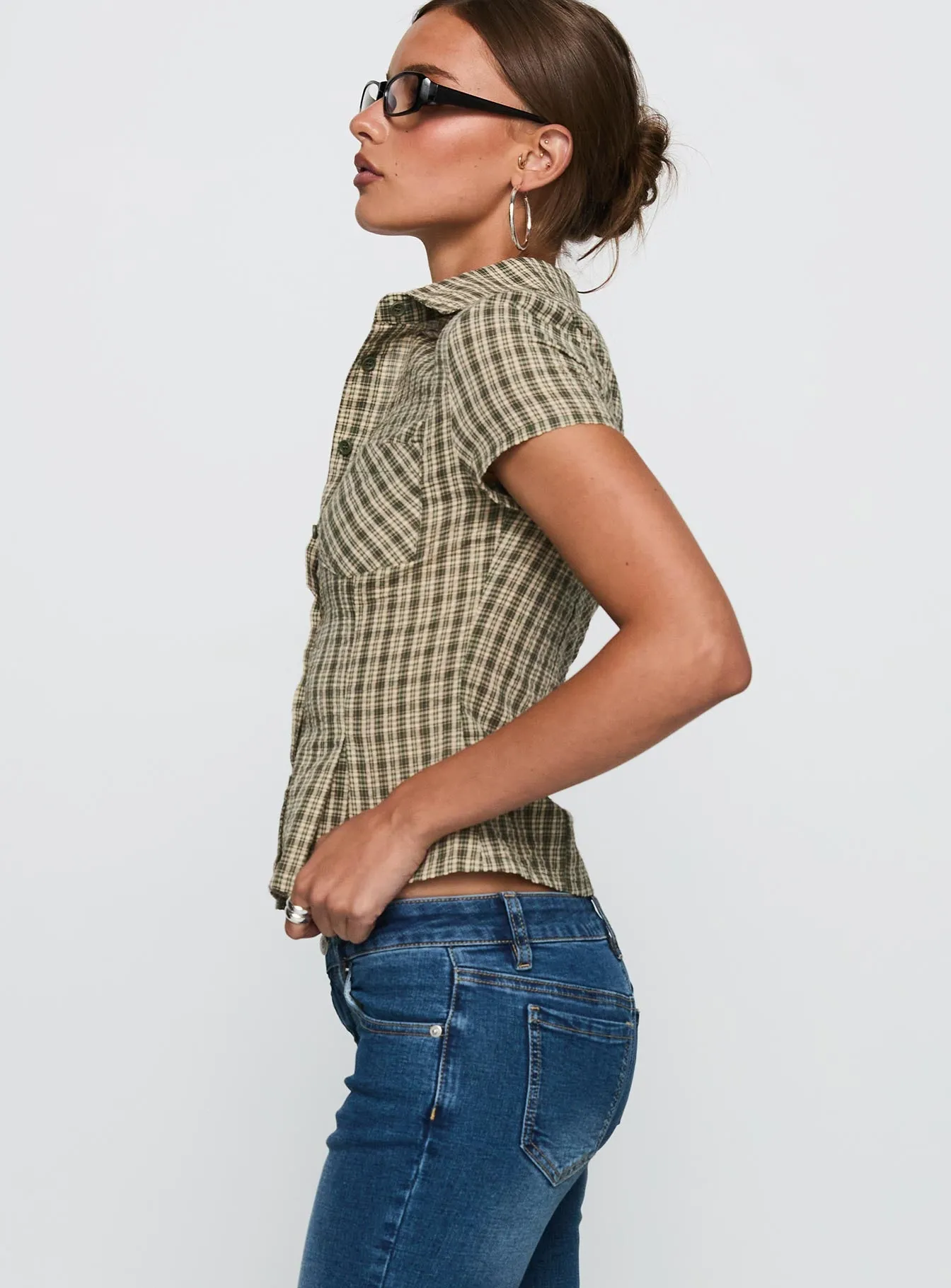 Alma Mater Top Green Check sold by Princess Polly product image thumbnail 4