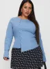 Baseline Button Up Long Sleeve Top Blue Curve sold by Princess Polly